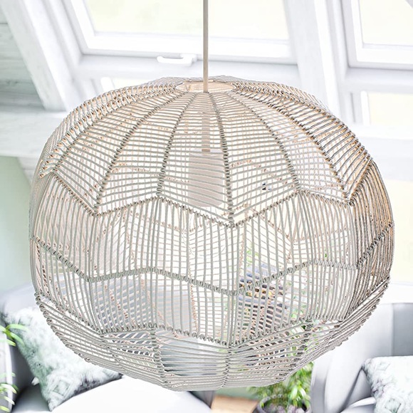 SOLD New Large Rattan Globe Light Pendan Woven Hanging Modern Interior Design - Picture 2 of 7